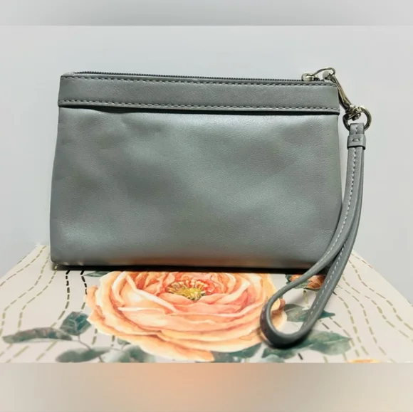 Coach Gray Leather Wristlet EUC - Picture 2 of 5